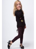 Pantaloni maro fete cu modele negre NDZ53228 - Magazin online - Boutique